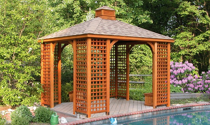 10x12 Wood Pavilion With Lattice1