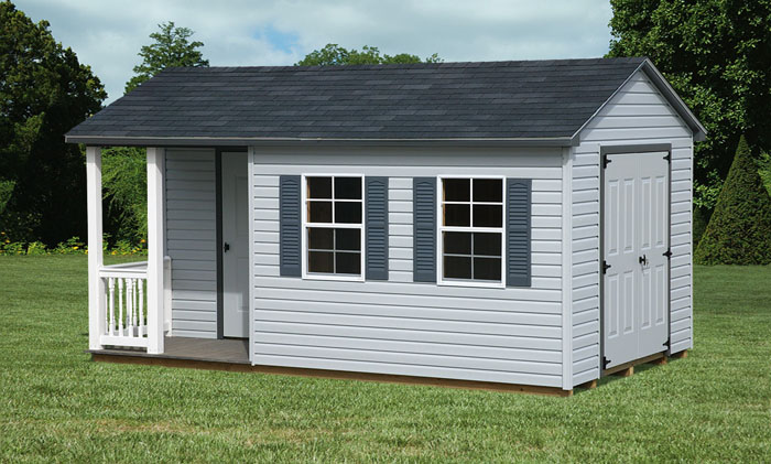 10x16 Vinyl Gable A Frame Style Shed With Porch1