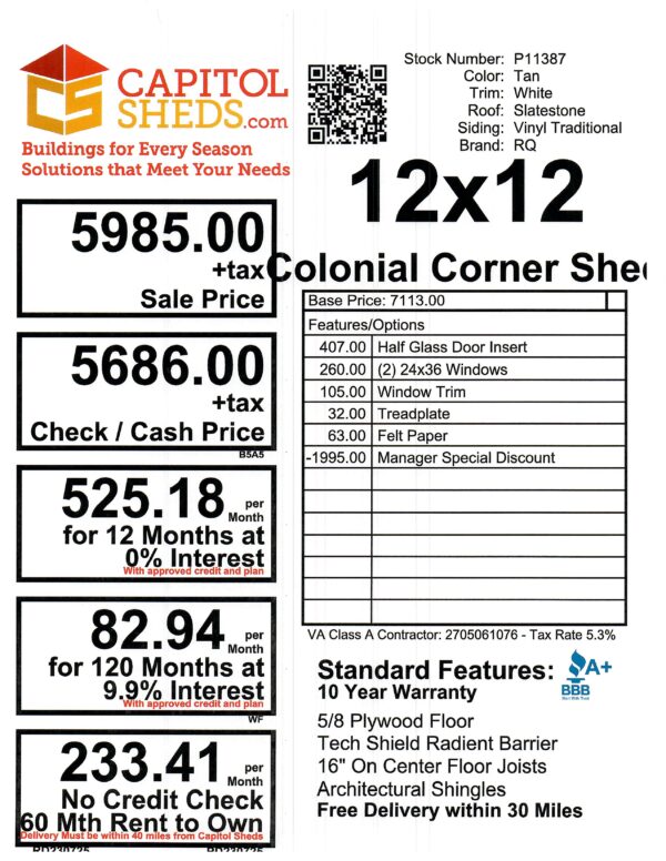 Cs Price Sheet 89399 P11387