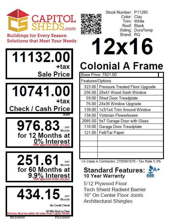 Cs Price Sheet P11285