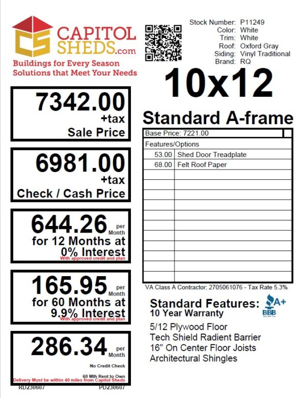 P11249 Cs Price Sheet