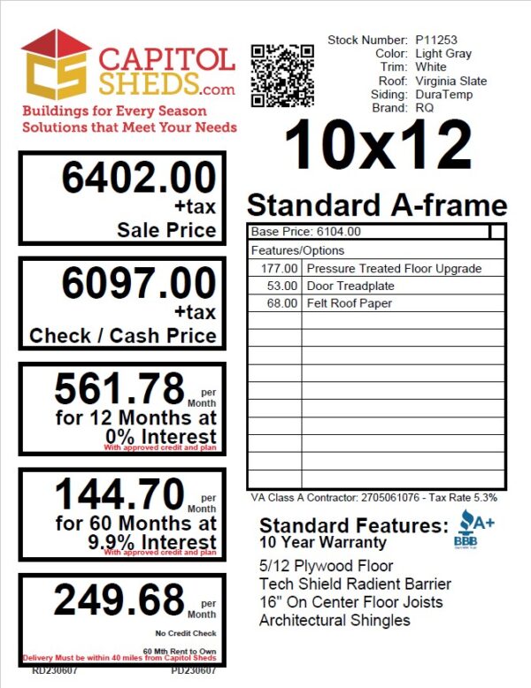 P11253 Cs Price Sheet