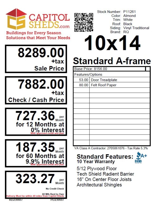 P11261 Cs Price Sheet