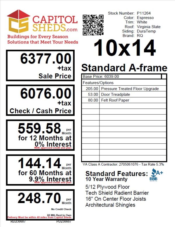 P11264 Cs Price Sheet