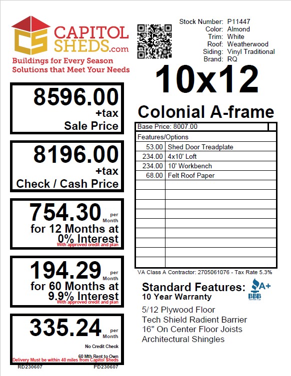 P11447 Cs Price Sheet