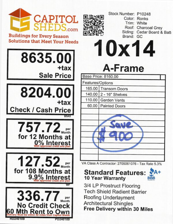 P10248 Ronks Gray Cedar Board 10x14 Handwritten Discount